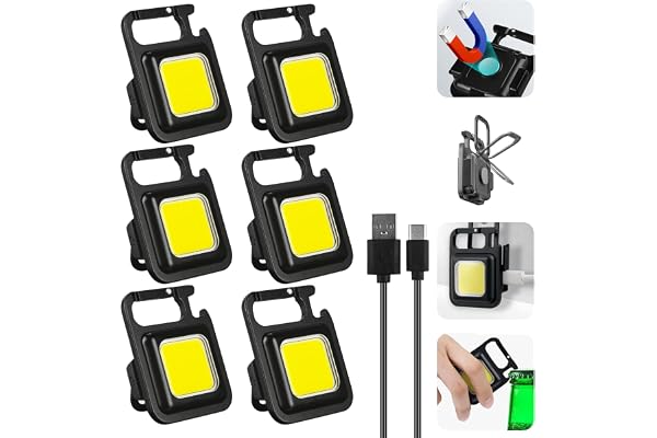 Nizirioo Mini-LED-arbet: Nizirioo 6 stycken vattentäta 800 lumen bärbart magnetiskt mekaniskt ljus med USB-laddning Cob-ficklampa för camping nödreparation