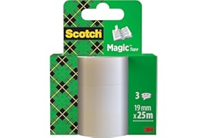 Scotch Magic Invisible Tape - 3 Refill Rolls, 19mmx25m - General Purpose Sticky Tape for Document Repair, Labelling & Sealing