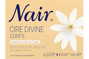 NAIR - Cire Divine aux Extraits de Fleur de Tiaré, Spéciale Peaux Sensibles, Se Retire Sans Bandes, Pot de 400g + 2 Lingettes "Finition Parfaite"