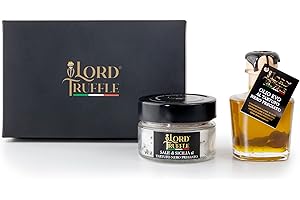 Lord Truffle | Coffret cadeau: 1 huile de truffe noire italienne 100 ml et 1 Sel des Marais Salants Siciliens à la Truffe Noire Italienne 120g, qualité 100% italienne