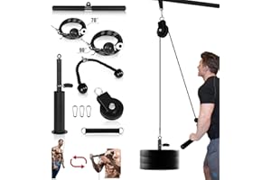 Pulley Cable Machine Attachment System,Morwealth Weight Cable Pulley System Home Gym With Tricep Rope , lat pulldown bar,Loading Pin for Tricep Extensions,Bicep Curls Home Gym exercise Equipment