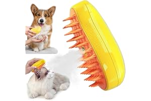 BYTLXM Brosse Chien Chat à Vapeur, 3 en 1 Brosse à Poils de Chat à Vapeur, Cat Steamy Brush, Brosse Pour Chats à Poils Courts Et Longs, Idéal Pour Massage,Soin (jaune)