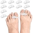 HioIoiH Toe Protect Straighteners with 2 Loops,Silicone Big Toe Separator Prevent Bunion Pain & Hallux Valgus,Overlapping Toes,10 Pack Soft Toe Corrector, Hammer Toe Spacer