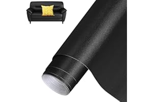 YANJINGHE Patch de Réparation en Cuir 35 x 137 cm, Simili Cuir Autocollant, Rouleau Adhésif pour Canapés, Sièges de Voiture, Sacs à Main, Vestes, DIY (Noir)