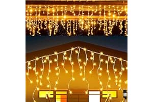 PAWARSO Luci di Natale da Esterno Cascata 10M 400 LED, Tenda Luminosa Esterna, 8 Modalità Tenda Luminosa Esterno con Impermeabile Decorazioni Giardino Bianco Caldo