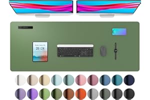 Aothia Tapis de bureau,tapis de souris,buvard de bureau en cuir PU antidérapant,protecteur de bureau pour ordinateur portable pour la maison et le bureau(122mx43cm,Olive verte)