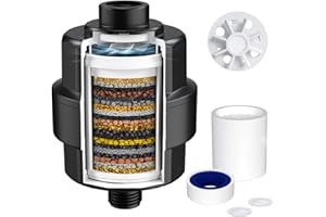 Rainsworth 20-warstwowy filtr prysznicowy z łopatkami wentylatora, głowica prysznicowa, filtr wody z 1 wkładem filtrującym, system filtrowania KDF zapobiegający resztkowemu chlorowi, filtr