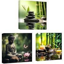 B&D XXL Wandbild Buddha 225x112 Cm 5-teilig – Leinwanddruck Auf Holzrahmen, Feng Shui Deko Grau