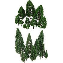 Bememo 22 modellini di Alberi, 3-16 cm, Misti, per paesaggi di modellini di Treni, Fai da Te, Verde Naturale