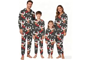 Sunnyuk Weihnachtspyjama Familie Set Damen Herren Kinder Jumpsuit Weihnachtsschlafanzug Weihnachts Pyjama Family Set Einteiler Schlafanzug Weihnachten Christmas Pajamas Couple