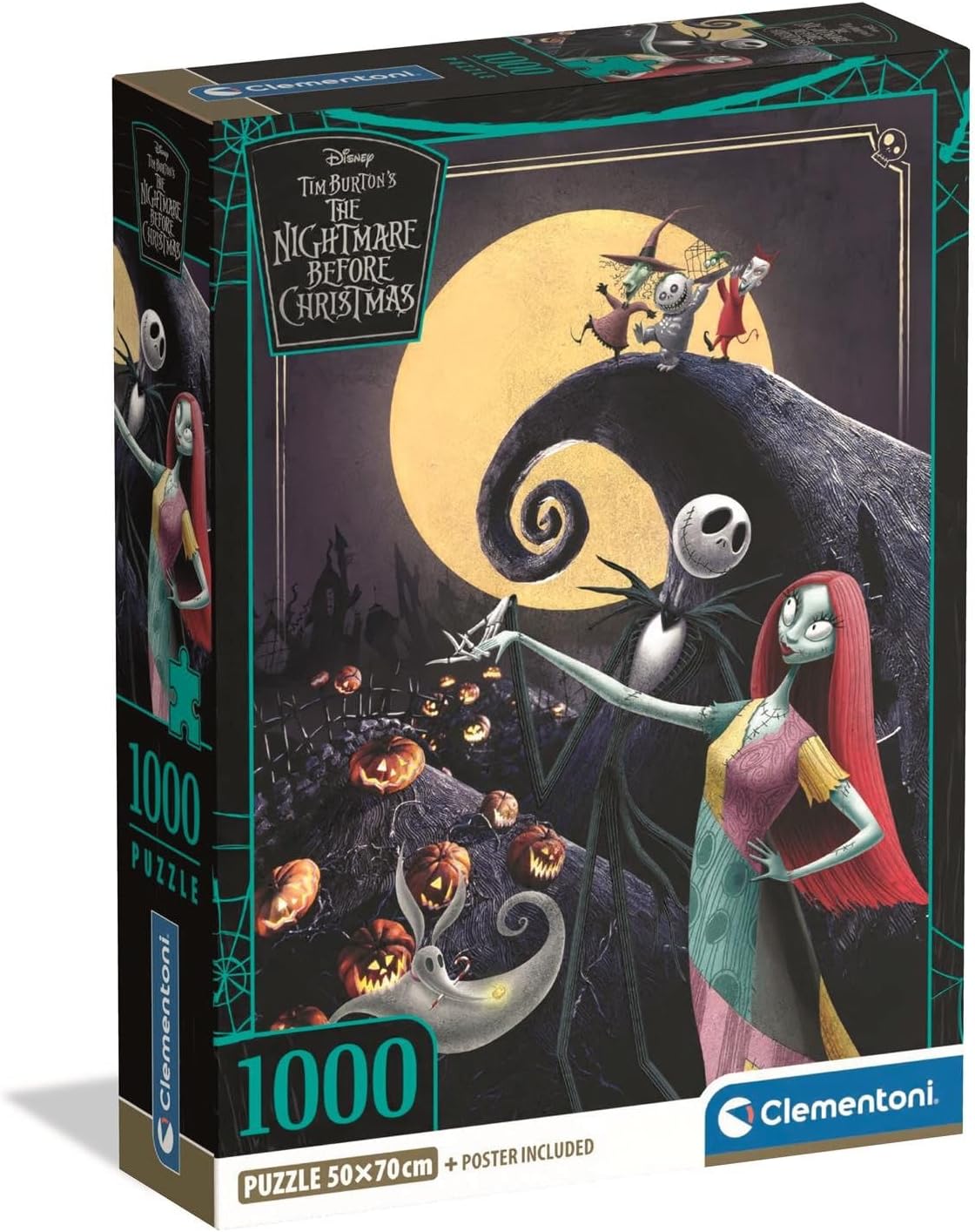 Clementoni - Puzzle Adulto 1000 Piezas Walt Disney Nightmare Before Xmas Compact Box, Walt Disney, 37060