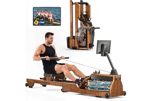 ADVAMSOLER Rowing Machine, Water Foldable Rowing Machine for Home Gym, Fitness Exercise Machine with Bluetooth, 330LB Weight Capacity, App Compatible, Built-in Monitor