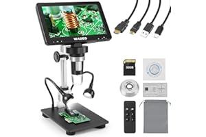 ‎WADEO Mikroskop cyfrowy 7" HD 1080P 1200X, ekran IPS 16 MP, czujnik kamery do kontroli części/lutowania, kompatybilny z Windows/Mac, karta TF 32 GB w zestawie, pilot na podczerwień, USB