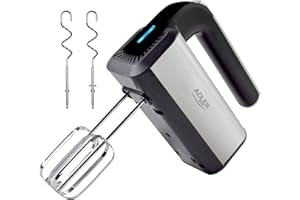 ADLER EUROPE ADLER AD 4225 INOX Batteur à main, 800 W, robot de cuisine, mixeur avec 3 fonctions, batteur, batteur, batteur, noir/argent, mixeur de cuisine