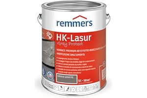 Remmers Vernice trasparente HK Grey Protect grigio grafite, 5 litri, vernice trasparente premium per esterni, ingrigimento con tonalità di grigio naturali, tripla protezione del legno da umidità raggi UV in un solo prodotto