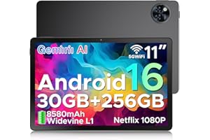 DOOGEE U11 PRO 2025 Tablet Android 16, 30GB+256GB/2TB Gemini AI, 8580mAh 7.9mm Thin Tablet 11 Pollici, T7200 Octa Core Tablets Gaming, 90Hz 1080P 13MP+5MP, Widevine L1/Face ID/5G WiFi/BT5.0/OTG/GPS