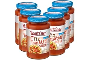 ‎BAUTZ'NER Bautz'ner Fix Tomatensoße – 400 ml Glas – Fruchtige Tomatensauce, mild gewürzt – Vegan, glutenfrei, laktosefrei – Ohne Geschmacksverstärker – Fertigsoße für Nudeln, Jagdwurst & schnelle Küche