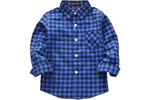 Machbaby Jungen Mädchen Langarm Hemden Plaid Kariert Freizeithemd Tops Baumwolle Button-down Langarmshirt