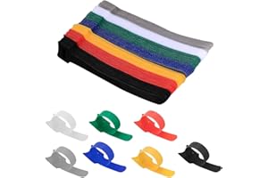 PANBEIQIWEU 70 Pièces Sangle Câble Réutilisables, Attaches de Câble Nylon, Serre Câbles Electriques avec Crochet et Boucle, Organisateur Clips de Câble, Gestion Câbles pour Maison, Bureau - 7 couleurs