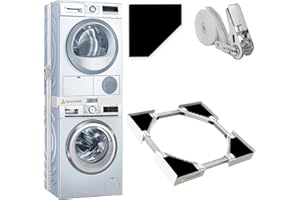 ‎BOWEN EZ BOWEN EZ Stapelset für Waschmaschine und Trockner, Universal-Waschmaschinen-Stapelrahmen-Kit, geeignet für Waschmaschine mit Breite 46-66 cm, Verstellbares Stapelset mit Ratschenseil