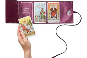 Bolsa de Tarot Witchy Cauldron, envoltorio de tarot satinado y tela para almacenamiento, soporte para cubierta de tarot y patrón de Tarot Spread (Burdeos)