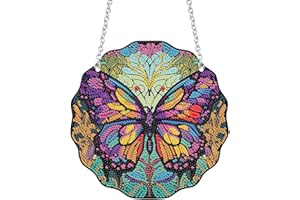 ‎STARNEARBY Starnearby 5D Diamond Painting Kranz Set, DIY Diamanten Painting Fensterbilder Weihnachten Anhänger, Diamant Malerei Bilder aus Acryl für Fenster Wand und Eingang 20x20cm (Libelle und Schmetterling D)