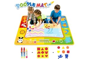 jenilily Mata do rysowania wodnego 120 x 90 cm mata do rysowania długopisy i 8 znaczków zabawki dla dzieci chłopców dziewcząt wiek 2 3 4 5 6+ lat