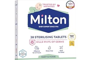 GB EMPORIUM 28 x Milton Sterilising Tablets - Kill 99.9% of Germs with Milton Cold Water Steriliser Tablets - 24 Hr Effective Milton Tablets for Bottles & Feed Equipments - Rinse-Free Milton Steriliser Tablets