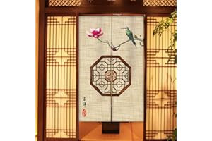 Hiseng Cortina de Puerta Japonesa Noren para Decoración del Hogar, Tapiz Cortina de Partición Dormitorio Kitchen Shop Restaurante Separador de Puerta (Ventana Poligonal,85x150cm)