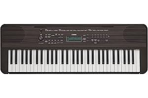 Yamaha PSR-E360 - Teclado digital portátil con 61 teclas sensibles a la pulsación para una mayor expresividad, color nogal oscuro