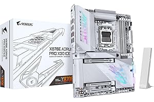 GIGABYTE X870E AORUS PRO X3D ICE Motherboard - Supports AMD Ryzen 9000 CPUs, 18+2+2 Phases Digital VRM, up to 9000Hz DDR5 (OC), 2xPCIe 5.0 + 2xPCIe 4.0, Wi-Fi 7, 5GbE LAN, USB 4
