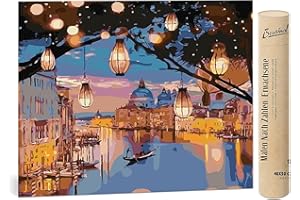 Bougimal Peinture par Numero Adulte Paysage, Paysage de Ville d'eau Décoration Intérieure Maison sans Cadre 40x50cm