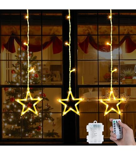 Tenda Luminosa Stelle 3.5m Con 8 Modalità E Telecomando - Luci Di Natale A USB/Batteria Per Finestre E Pareti, IP44 - 3