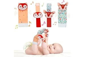 Accevo Baby Wrist Rattle Socks, chaussettes à hochets pour bébé et hochets de poignet pour bébé, jouets pour les mains et les pieds des nouveau-nés pour 0-3 6-12 mois