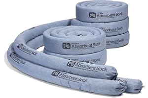 New Pig PIG Blue Absorbent Socks – Industrial Spill Control, 56 L, Pack of 8, Blue Polypropylene Skin, Absorbs Oils, Coolants, Solvents & Water