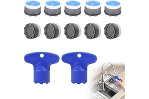 LYRAMIS 10 Pièces Mousseur Robinet,Aérateur de D'eau Cuisine Embout Bain Salle Economiseur Filtre Plastique Robinets Avec 2 Clé d'Aérateur Bleu Aerators m18.2,pour Douche Douchette Economie Mousse Filtri