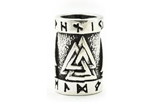 Battle-Merchant - Bartperle Valknut aus Silber (925)- Wikinger Perle Dreadlocks Innendurchmesser 7 mm