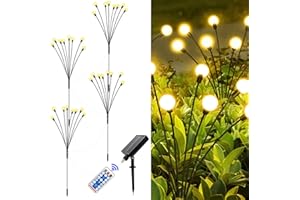A.bigwhale Firefly Solar Gartenlichter Außen, 4 Stück Solar Glühwürmchen Lichter, Wasserdicht Glühwürmchen Leuchte Swinging 8 LED für Pathway Hof Weg Landschaft Dekoratives, Warm Weiß