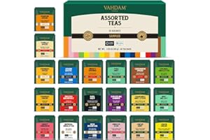 ‎VAHDAM VAHDAM, Tee Sorten Probierset (20 Geschmacksrichtungen, 40 Stück) Schwarz Tee, Grüner Tee, Kräutertee, Chai Tees & mehr | Langblatt Pyramide Teebeutel | Geschenke Für Frauen Und Männer