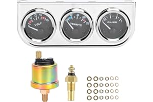 KIMISS in 1 Auto-Anzeige, M10x1 52mm 3 in 1 Autoanzeige,Wassertemperaturanzeige ＋ Öldruckanzeige ＋ Voltmeter Kombinationsinstrument für die Meisten 12V Autos