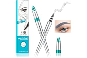 EHIOG Ołówek do brwi, wodoodporny ołówek do brwi, mikroblading kredka do brwi z czterema końcówkami widełek, naturalny, odporny na plamy (szary)