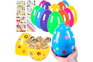Puddry 12 Pcs Ostereier zum Befüllen Groß xxl, 15 cm Bunte Plastikeier zum Befüllen, Große Eier zum Befüllen für Draußen, Groß Ostereier Plastik Perfekt für Osterkorb Füller,Dekoration für Osterfeiern