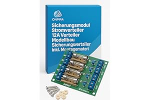 ONPIRA Sicherungsmodul Stromverteiler 12 A – 4 Fach Sicherungsmodul für Modellbau, inkl. Montagematerial, 4x 3 A Sicherungen, Gleich- & Wechselstrom, Kontrollleuchten, kompakt & robust