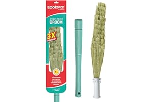 Spotzero By Milton Zero Dust Floor Broom with Long Handle, XL, No Dust Broom Stick for Home Floor Ceiling Cleaning Jhadu, Made of Washable Fibers, 3X Durable, Aqua Green (Pack of 1)