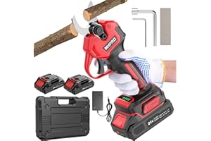 Tijeras de Podar Electricas Sin Escobillas, MHPRO Tijeras de Podar 21V con Baterías 2x2000mAh, Pantalla LCD, Tijeras podar Bateria para Jardinería, Árboles Frutales, Viñedos y Granja, Rojo