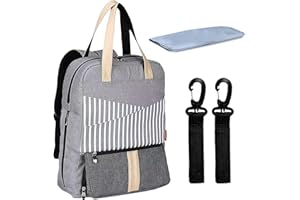Wenbones Mochila Bebe Pañalera Multifuncional, Bolsa Carro Bebe Organizador, Casual Bolsa de viaje Messenger Bag Backpack, con Portátil Cambiador y 2 Piezas Ganchos Carrito Bebé