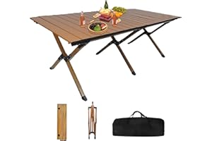 Issimober Camping Tables That Fold UP - 3.9FT/120CM Folding Trestle Table, Lightweight Aluminium Camping Table Roll Up Portable Picnic Table with Carrying Bag for 4-6 People For Garden Outdoor BBQ