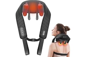COMFIER Appareil de massage de la nuque, des épaules et du cou sans fil 6D, avec 2 niveaux de chauffage, housse lavable, massage en tissu profond, cadeau pour maman et papa
