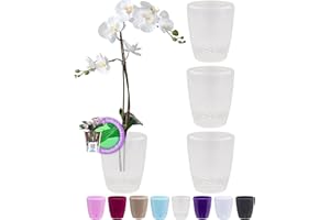 Santino Zestaw 4 doniczek do storczyków, średnica 12 cm, samonawadniająca się doniczka z systemem knotów i wskaźnikiem poziomu wody do użytku w pomieszczeniach, przezroczysta, 1,3 l