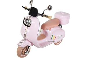 Twinly - Moto Eléctrica para niños SCOOTLY - Motocicleta Infantil con Mando a Distancia- Cargador y batería 6V hasta 40min – Acelerador de Pedal - Maletero, USB, luz y MP3 Bluetooth (Rosa)